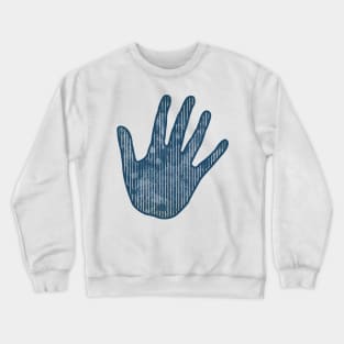 White stripes on blue grunge hand Crewneck Sweatshirt